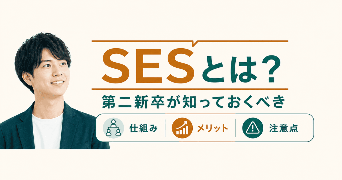 SESとは？第二新卒が知っておくべき仕組み・メリット・注意点｜業界解説記事のサムネイル画像