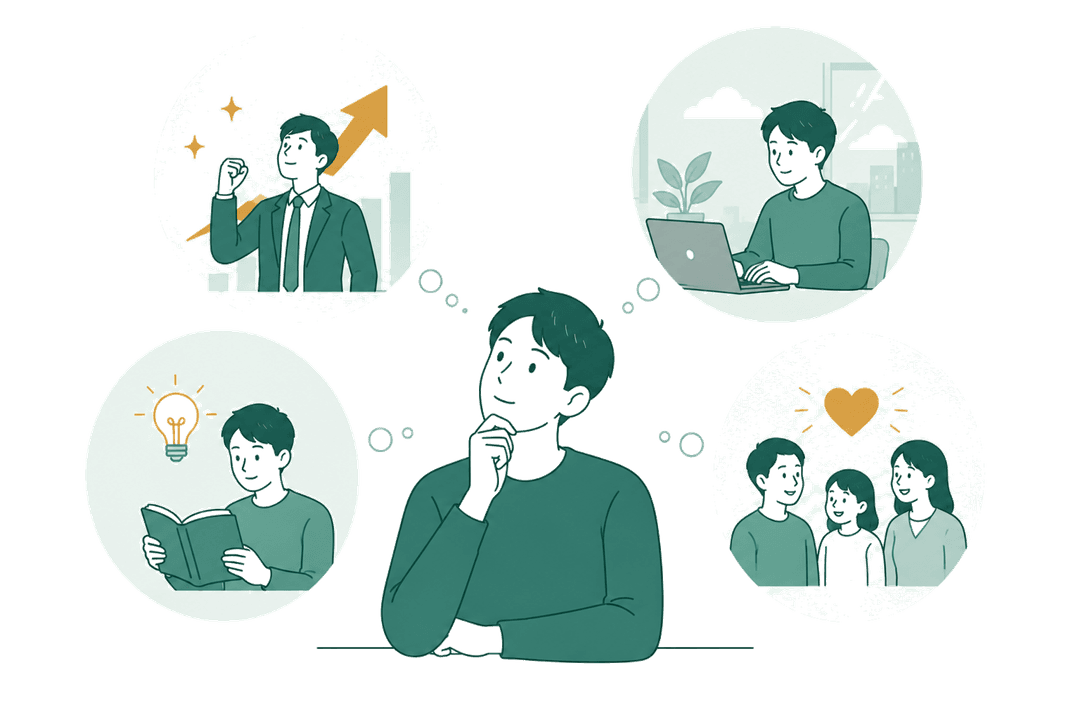 転職について考える男性のイラスト