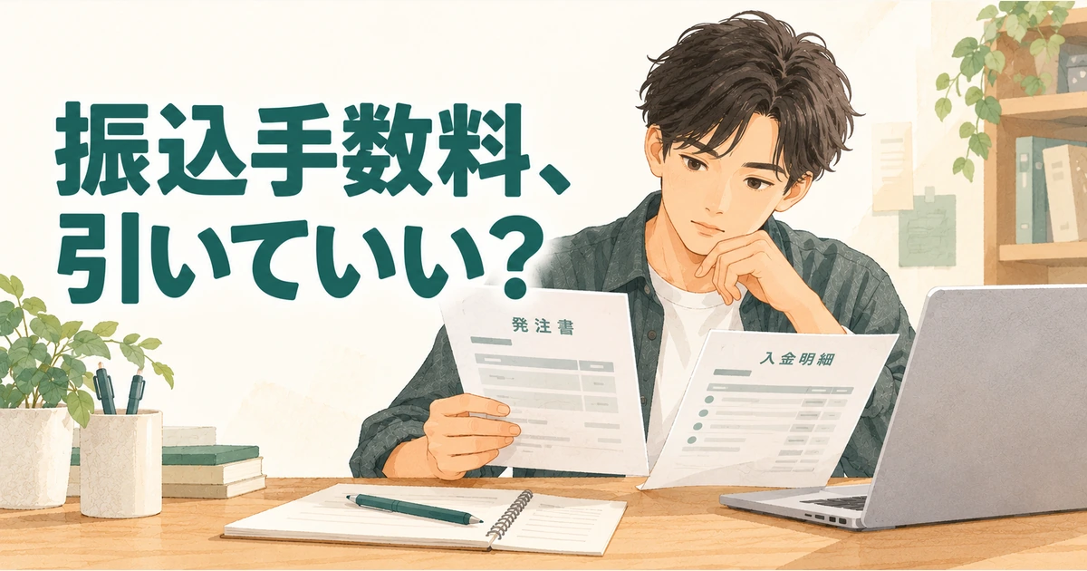 業務委託の振込手数料は誰が負担?報酬から差し引かれたときの確認点|業界解説記事のサムネイル画像