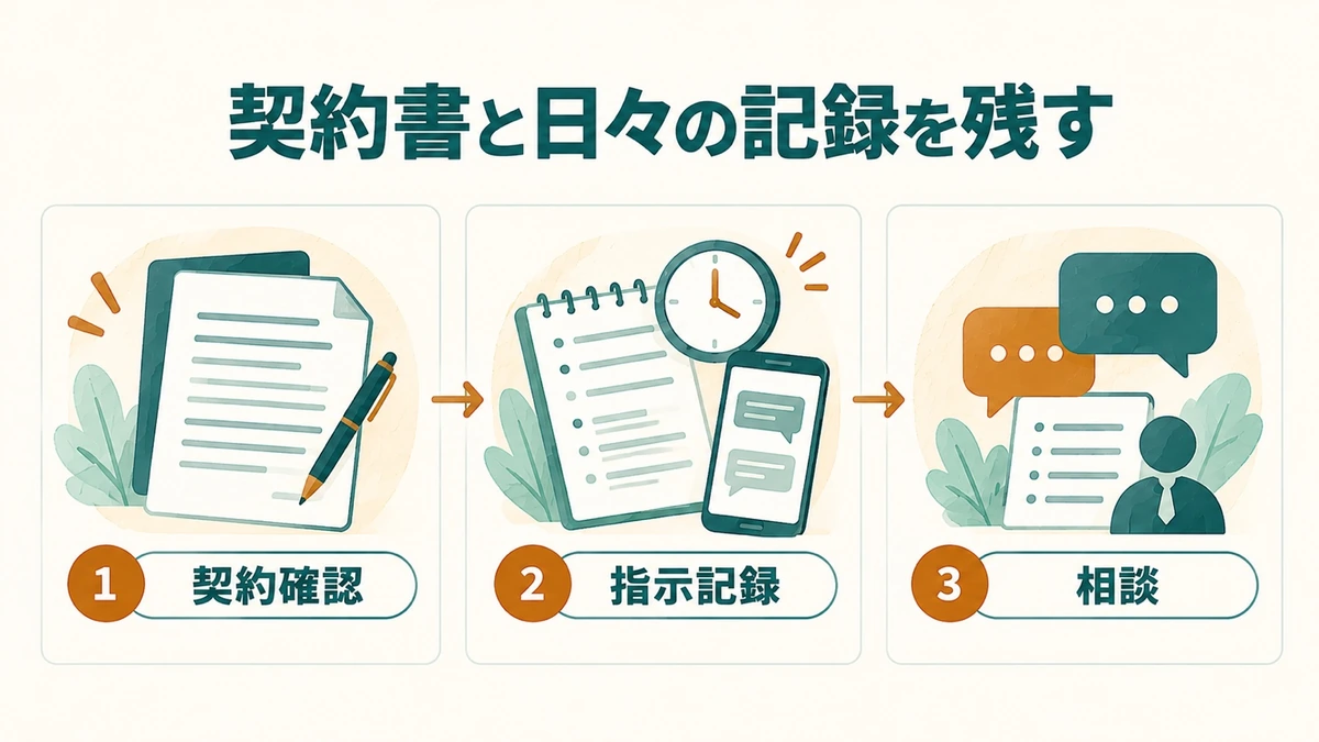 業務委託の働き方を記録して相談する3ステップ