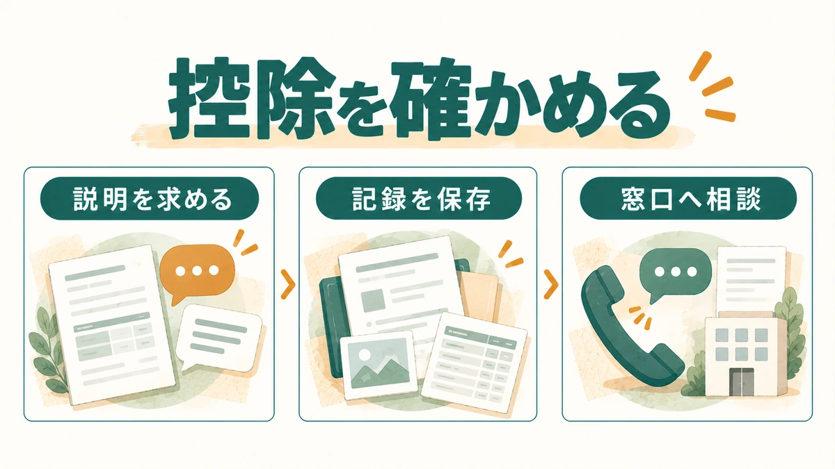 控除内容の確認から記録保存、相談へ進む三つの手順