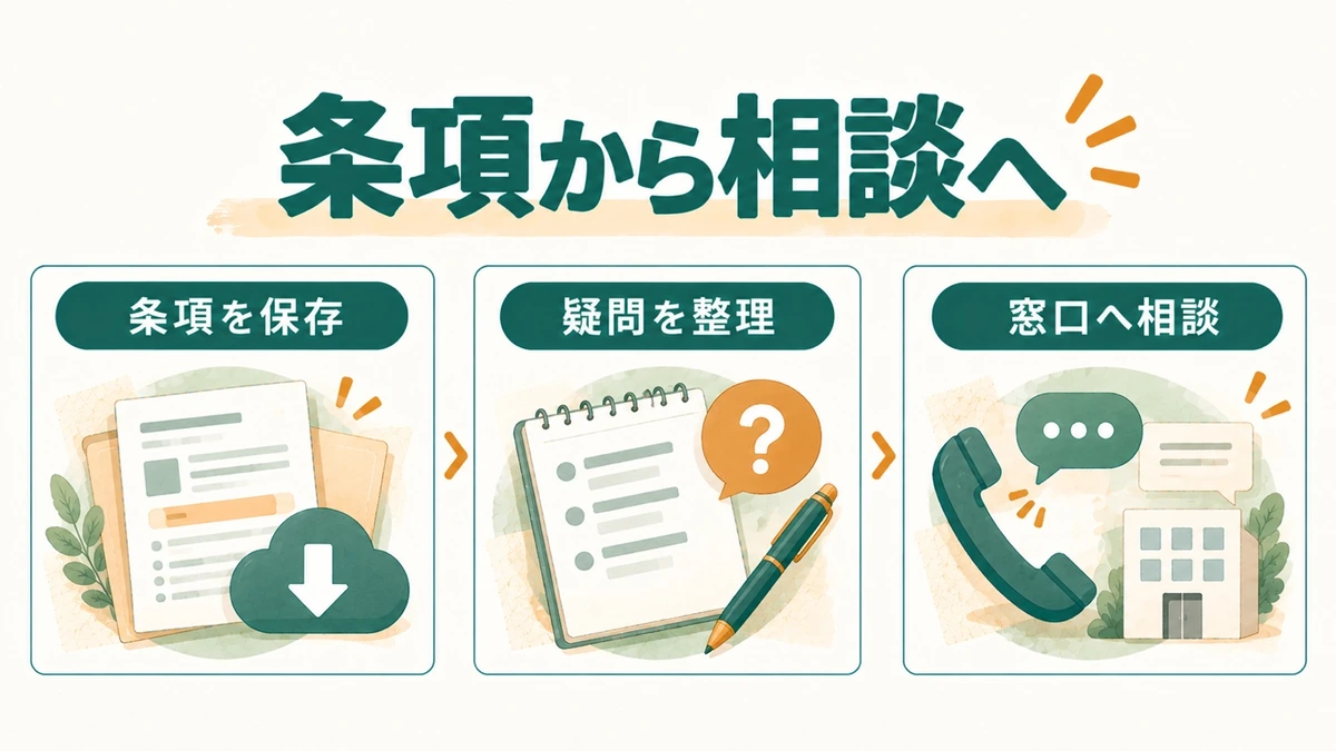 制限条項を保存し、疑問点を整理して相談する3ステップ