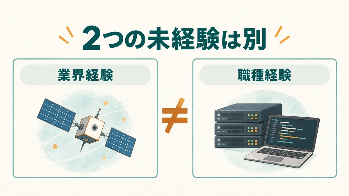 宇宙業界の経験とIT職種の実務経験を別々に確認する図